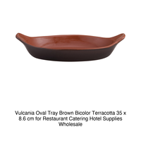 Plat de service ovale en terre cuite Vulcania 35 × 8,6 cm Marron Bicolore