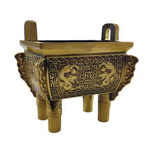 Fabbrica personalizzare prodotti in rame casa metallo dorato fengshui in ottone tesoro e potenza treppiede ornamenti