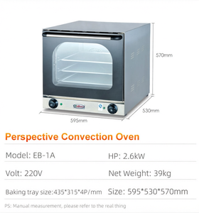 <span class=keywords><strong>Horno</strong></span> de Convección Eléctrico Comercial de 2.6kW con 4 Bandejas y Certificado CE para Panadería, Pan y <span class=keywords><strong>Pollo</strong></span> - Product Image 5