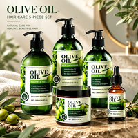 Ensemble de soins nourrissants pour cheveux et corps à l'huile d'olive, lot de 5 pièces, fabrication OEM ODM sous marque privée
