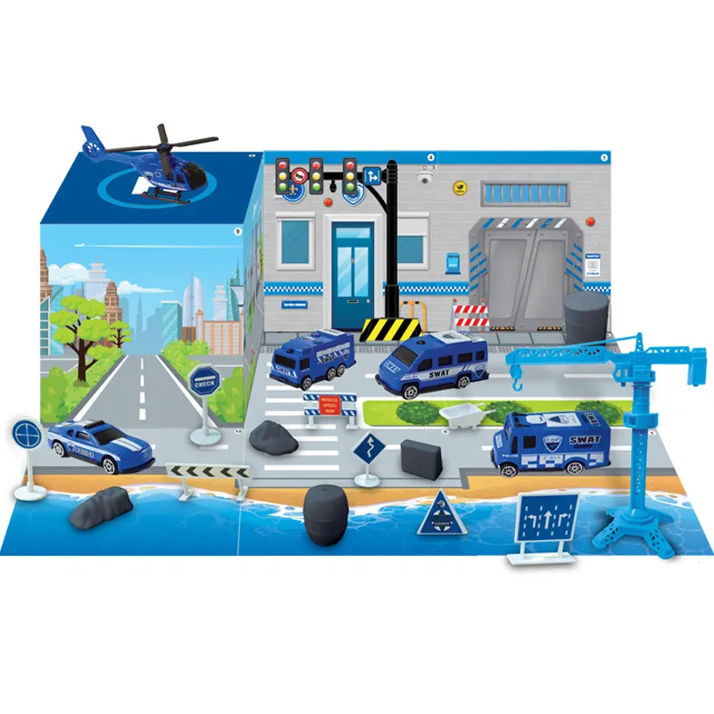 Speelgoed Kinderen Plastic Buikspieren Milieuvriendelijk Materiaal Politie Brandweer En Sanitaire Voorzieningen Serie Diy Scene Speelgoedauto