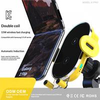 Chargeur sans fil rapide 15W à double bobine, modèle exclusif, avec port Type-C, fixation pour grille d'aération et ventouse, d'usine d'origine