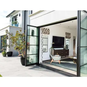 Manufacturer Bifold Doors Wrought Iron Folding Patio Exterior Glass Steel Bi Folding Glass Door Accordion Doors For House