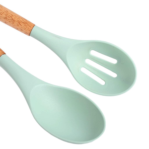 Nouvel ensemble d'ustensiles de cuisine en silicone 12 pièces, accessoires et outils, ustensiles de cuisine en silicone avec manche en bois - Product Image 5
