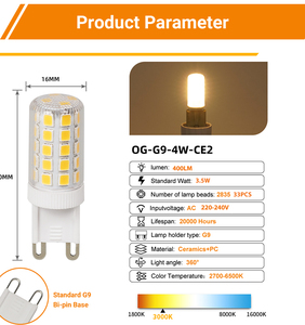 Đèn <span class=keywords><strong>LED</strong></span> G9 không nhấp nháy 220-240V 3.5W Bóng đèn mini cho đèn chùm Mặt dây chuyền với CE ERP RoHS - Product Image 6