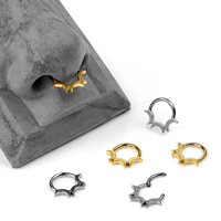 JIAXIN Anneau de nez clicker en titane ASTM F136 plaqué or 18 carats, boucle d'oreille, anneau de tragus à segment articulé, bijoux de piercing corporel tendance