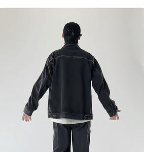 Veste en jean minimaliste unisexe style urbain américain, design utilitaire chic rebelle, décontracté vintage, coupe décontractée, fermeture éclair hiver - Product Image 5