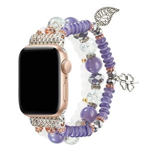 Bracelet de luxe en perles pour <span class=keywords><strong>Apple</strong></span> Watch 7/6/5/4/2/1/<span class=keywords><strong>SE</strong></span>, bijoux en pierres précieuses pour <span class=keywords><strong>Apple</strong></span> Watch, vente en gros - Product Image 4