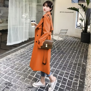 Áo khoác trench coat nữ thời trang kiểu Anh, tay dài, dài ngang đùi, mùa xuân thu, có dây lưng - Product Image 4
