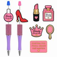 Perles décoratives 2D en PVC personnalisées pour stylos, charmes pour sacs à main, décoration pour stylos, porte-clés, rouges à lèvres, parfums, couronnes et vernis à ongles
