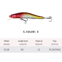 Leurre Artificiel Flottant Mino en Acier Inoxydable Imprimé 90mm/11g avec Hameçons pour Pêche en Ruisseau et Eau Douce, Leurre Bionique Luya