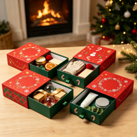 Boîte cadeau de Noël personnalisée, boîte coulissante en papier pliable rouge et verte imprimée pour l'emballage de cadeaux de Noël