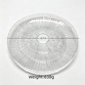 Piatto di Servizio in Vetro Moderno Nordico <span class=keywords><strong>a</strong></span> Raggi di Sole, Piatto Espositivo Scanalato Multiuso per Dessert e Insalate, per Catering e Tavole Festive - Product Image 2