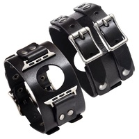 Correa de Reloj de Cuero Vintage Ouruoxi para Apple Watch IWatch 42mm 44mm, Correa de Repuesto de Cuero Genuino Premium