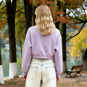 เสื้อฮู้ดดี้ผ้าฟลีซบุขนสำหรับฤดูหนาว รุ่น TKAN472 แบบเรียบง่าย ไม่มีลาย  รับปักโลโก้ สไตล์ลำลอง ไหล่ตก คอกลม เสื้อสเวตเชิ้ตผู้หญิง - Product Image 3