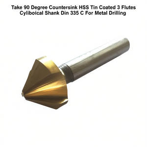 Tttake ก้านทรงกระบอกเคลือบดีบุก HSS แบบ3ดอกมีซิงค์90องศาสำหรับเจาะโลหะ335ซี - Product Image 2