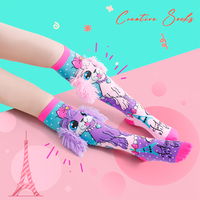 Chaussettes mi-mollet en coton avec motif chien à grandes oreilles 3D, douces, moelleuses, tricotées, absorbant la transpiration, mode hiver unisexe