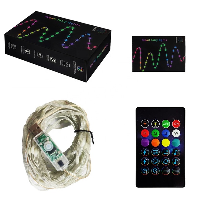Hot Selling 10w RGB Changeable USB Led Fairy String Lights App Remote Control Led Christmas Smart String Lights