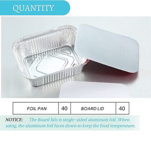 Contenants alimentaires en aluminium de 8,5x6x2 pouces avec couvercles en plastique PP, qualité alimentaire et recyclables, pour la restauration à emporter (vente en gros) - Product Image 2