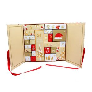 Boîte de calendrier de l'avent de Noël personnalisée avec ruban rouge, boîte cadeau compte à rebours de 24 jours pour les fêtes, OEM disponible - Product Image 5