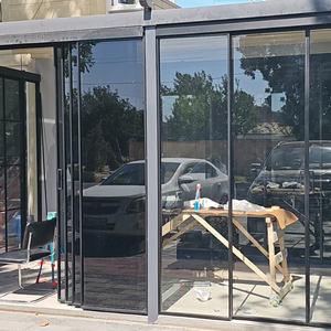 <span class=keywords><strong>Porte</strong></span> <span class=keywords><strong>coulissante</strong></span> en verre pour patio, à usage intérieur, avec <span class=keywords><strong>rail</strong></span> supérieur suspendu, sans <span class=keywords><strong>rail</strong></span> inférieur, 4 panneaux, cadre en aluminium fin, système de liaison à poche - Product Image 2