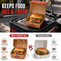 Boîte à hamburger en papier, résistante à l'huile, de qualité alimentaire, jetable, pour la vente en gros, pour les plats à emporter et la restauration rapide