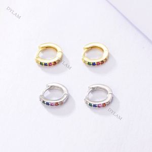 Dylam Bling Earring 5a Cubic Zircon Vintage Designer Ladies Sterling <b>Silver</b> Earring Colorful Cubic Zircon Mini <b>Hoop</b> Earrings - Product Image 2