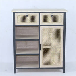 Lemari Kayu Rotan Hitam Modern Ruang Tamu dengan <span class=keywords><strong>2</strong></span> Laci Aksen Dada - Product Image 4