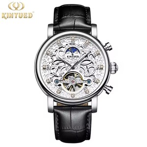 Envío Directo, Reloj Mecánico para Hombre KINYUED, Movimiento Automático, Correa de Cuero, Hebilla Doble de Mariposa, Moda de Lujo, Venta al Por Mayor - Product Image 3
