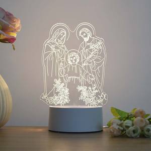 Lámpara LED Acrílica Personalizada de Fábrica con Patrón de Iglesia, Luz Nocturna de Jesús, Lámpara de Ilusión 3D de la Virgen María, Luz Cálida para Sala de Estar - Product Image 4