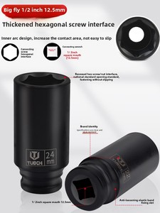 Juego de enchufes eléctricos de impacto hexagonal extendido de 22 piezas, estuche rígido, acero al cromo vanadio, adaptador Universal de 1/2 "para coche - Product Image 3