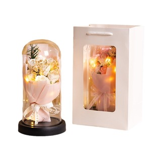 Copertura in Vetro per Regalo di San Valentino, Bouquet di Sapone a Forma di Rosa, Regalo Luminoso con Fiore Eterno - Product Image 4
