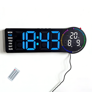 Reloj de Pared LED Grande de 17 Pulgadas, Reloj Despertador Digital con Control <span class=keywords><strong>Remoto</strong></span>, Luz Nocturna, Calendario, Temperatura, Visualización de la Semana, Reloj de Mesa para el Hogar - Product Image 1