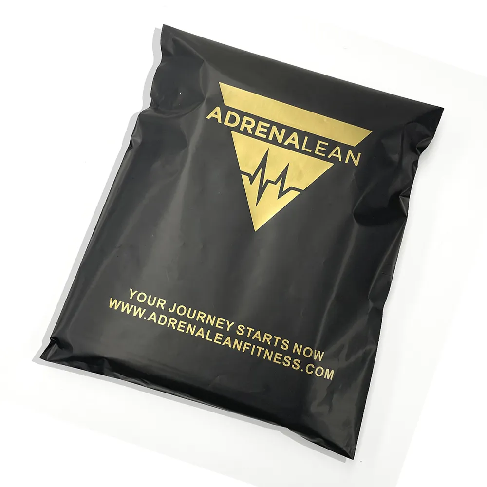 Bolsas de mensajería negras recicladas exprés impresas con logotipo personalizado, paquete de envío de ropa, sobre de polietileno, bolsa de correo Polymailer