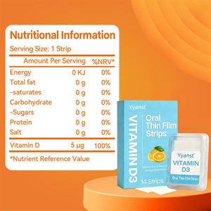 Tiras Orales de Vitamina D3 Veganas para Adultos, Personalizadas OEM/ODM, Favorecen la Salud Ósea e Inmunológica, Acción Rápida - Product Image 5