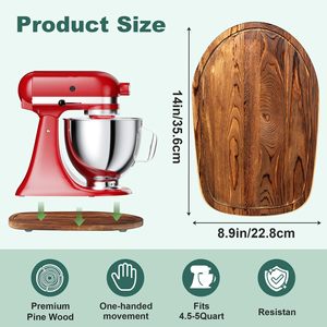 Tapis de déplacement en bois pour batteur mélangeur 4,5-5 quarts, compatible KitchenAid, base de support - Product Image 5