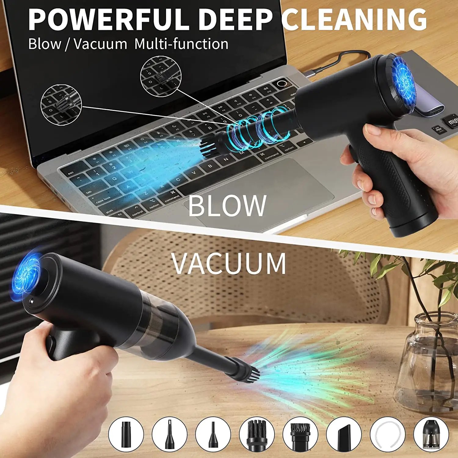 portable mini cordless handheld car vacuum cleaners blower 2 in 1 air duster for car 51000RPM electric turbo jet fan