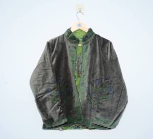 Handmade <b>Velvet</b> Hand Block Print Breathable Eco-Friendly Knitted Cotton <b>Jacket</b> for <b>Women</b> Ethnic Floral Design Summer - Product Image 4