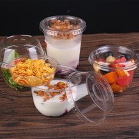 Tasse à crème glacée en plastique jetable Bols à Acai Contenants d'emballage transparents pour salade de fruits Seau à dessert en plastique Tasse à yaourt et pouding