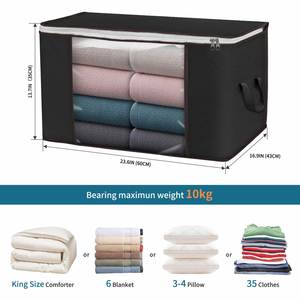 Large Storage Bags with Zipper and Clear Window Non-woven Fabric Storage Containers for Seasonal Clothes and Bedding - Product Image 2