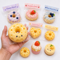 Jouet Squishy en Silicone Kawaii en Forme de Donut et de Fromage, à Remontée Lente, Anti-Stress, Jouets à Presser, Vente en Gros OEM, Cadeau Promotionnel