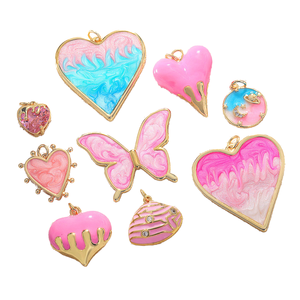 Colgante de <span class=keywords><strong>collar</strong></span> DIY de cristal de concha de mariposa rosa de oro auténtico Chapado en cobre, accesorios de joyería de moda para niños - Product Image 1