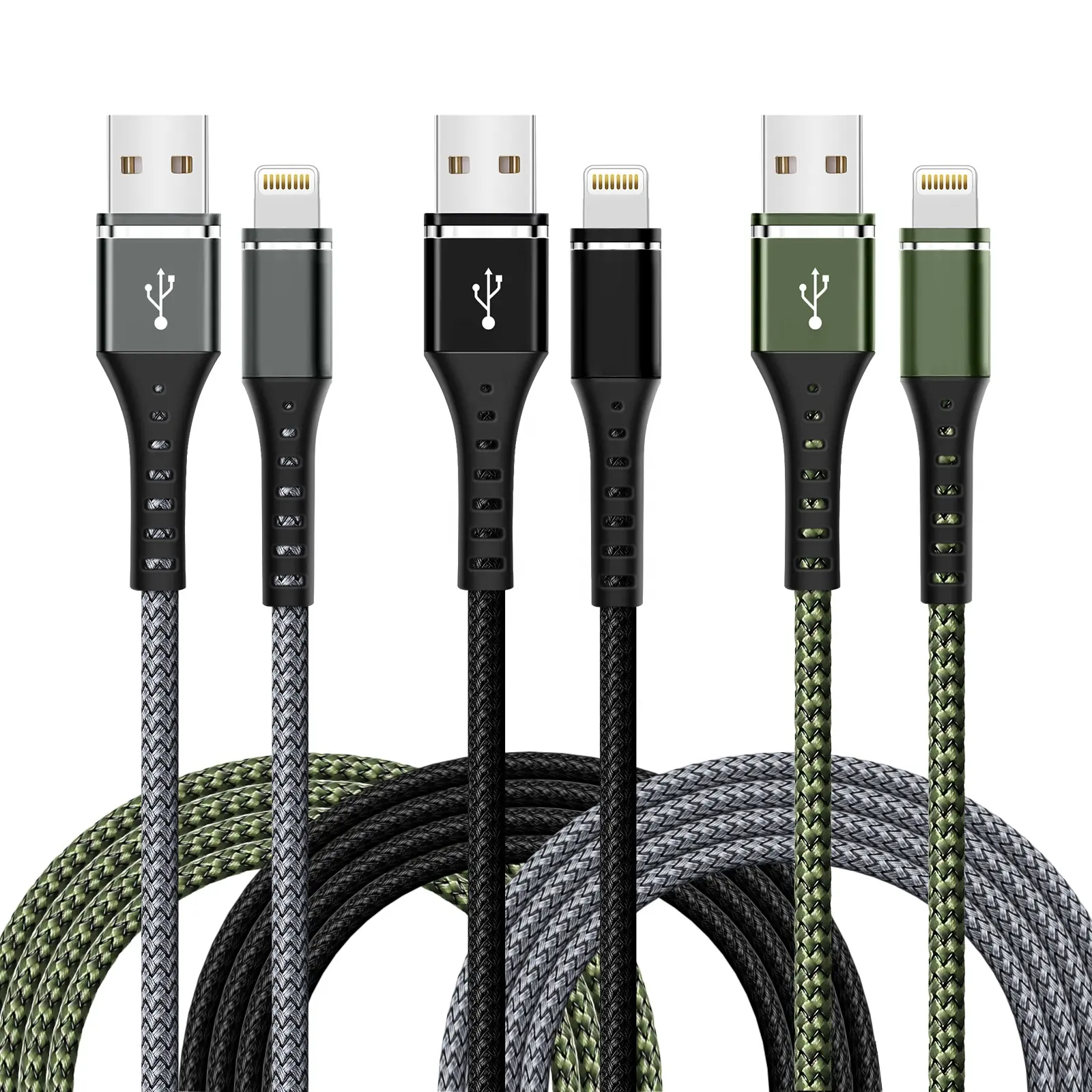 USB 2.0 Fast Charging Cables with Lightning connecting cord Durable Braided Phone Data Cables Factory Prices Charging cables