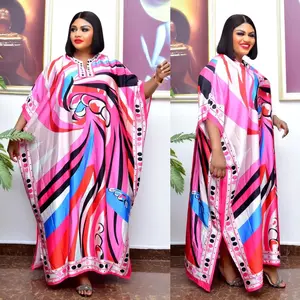 2023 new arrival summer abaya kaftan style women's plus size loose wide comfort print patchwork casual dresses batwing sleeves