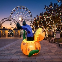 Décoration d'Halloween emblématique pour votre jardin : Jack-o'-lantern orange avec fonction auto-gonflante pour une installation rapide