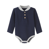 Combinaison pour nouveau-né de 0 à 12 mois, printemps/automne, unisexe, en coton, à manches longues, en tissu gaufré, à simple boutonnage, sac d'emmaillotage DOM
