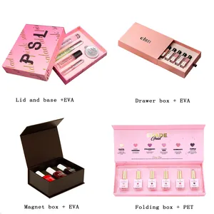 Luxe Gepersonaliseerde Nagellak Mini Geschenkdoos Nagellakdoos Kartonnen Make-Up Doos Met Schuim Magnetische Sluiting Geschenk Lippenstift Doos