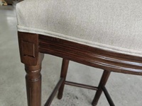 Tabouret de comptoir en tissu de lin de Style français, tabouret de Bar Vintage en chêne à dos rond
