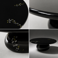 Table basse moderne pour salon, luxueuse, peinte à la main, motif floral, acier noir brillant