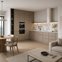 Îlot de cuisine et salle à manger intégrés de luxe moderne, mobilier sur mesure pour toute la maison, idéal pour la rénovation résidentielle et les projets immobiliers